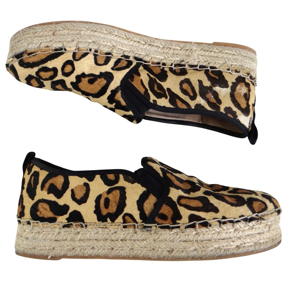 Sam Edelman Women Leopard Print Calf Hair Platform Espadrille Slip On‎ Shoes 8
